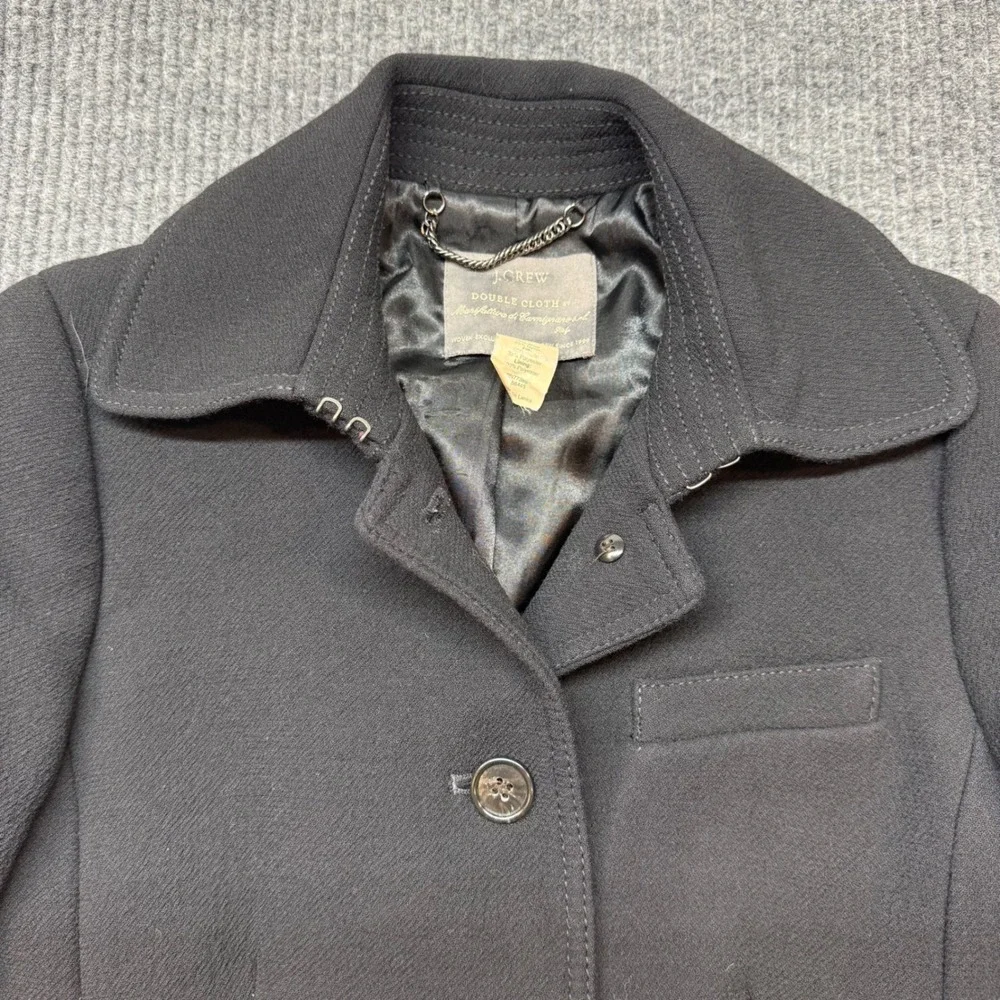 J.Crew Lady Day Double Cloth Coat 4 Tall Black Italian Wool Thinsulate Insulated